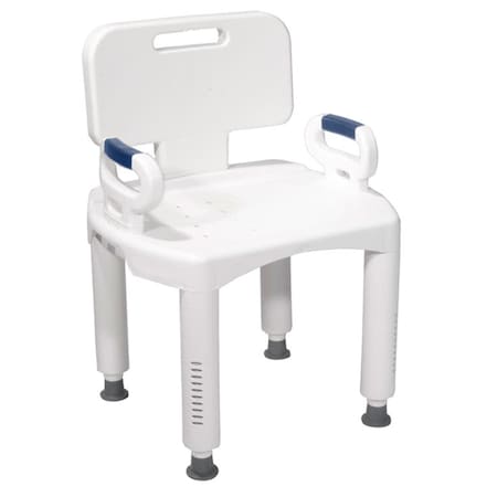 Premium Series Bath Bench With Back And Arms Plastic - White